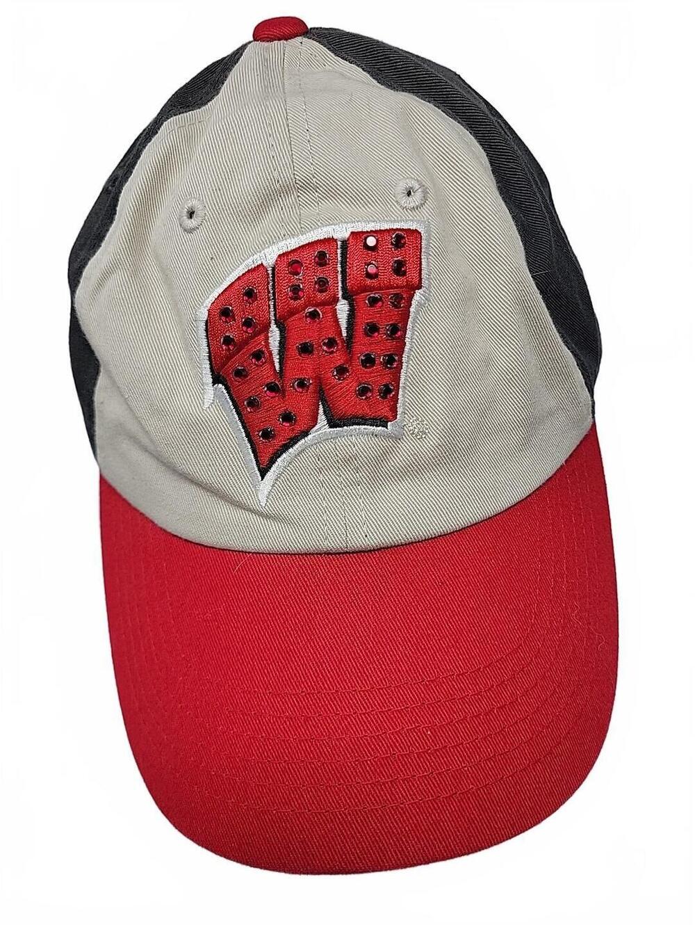Wisconsin Badgers Rhinestone Logo Snapback Hat Cap Captivating Headwear NCAA Red